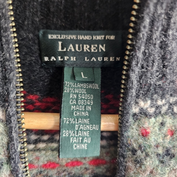 Lauren Ralph Lauren Hand Knit Wool Blend Sweater Size L READ - Picture 3 of 7